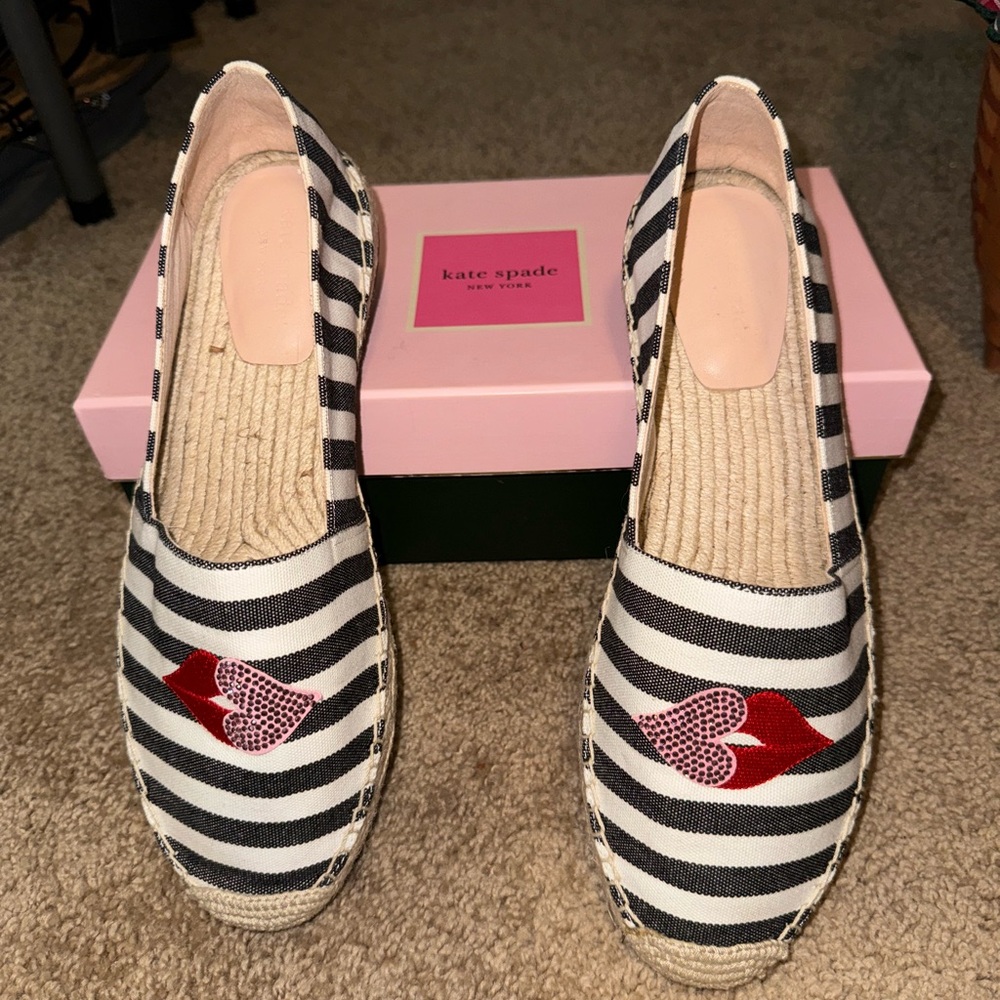 Kate Spade Size 10B Gimlet Heart Lips Espardrille
